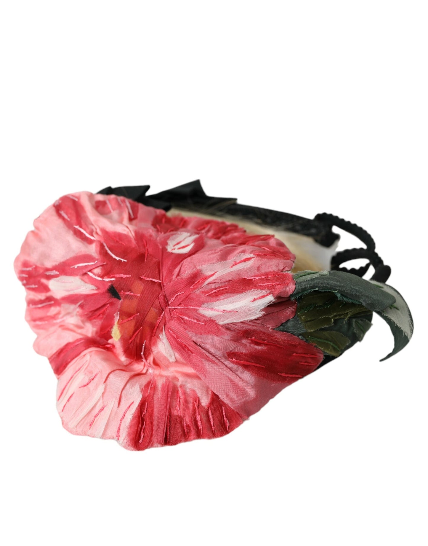 Dolce & Gabbana Schwarzes Viskose-Weiß-Haar Parrucchiera-Stirnband-Diadem