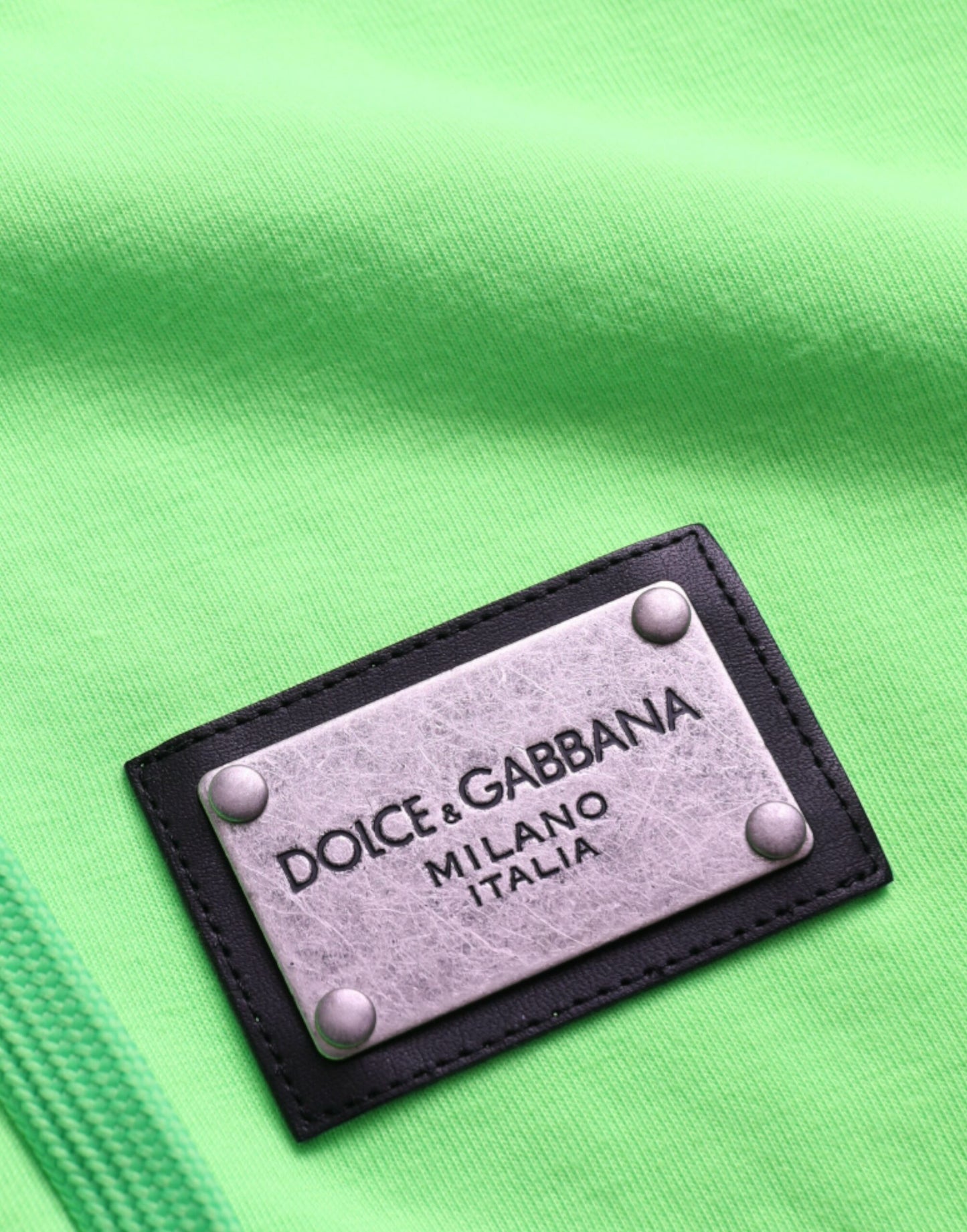 Dolce & Gabbana – Neongrüner Pullover mit Kapuze und durchgehendem Reißverschluss