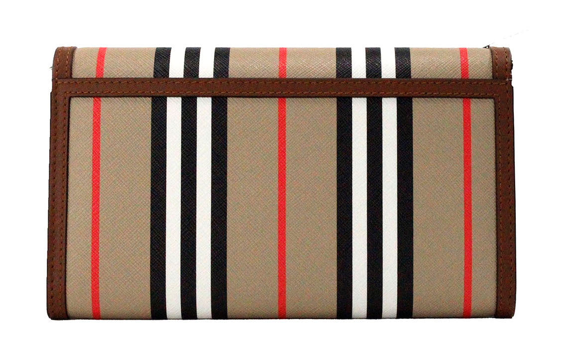 Sac bandoulière en cuir E-Canvas Burberry Hannah Icon Stripe Archive Tan