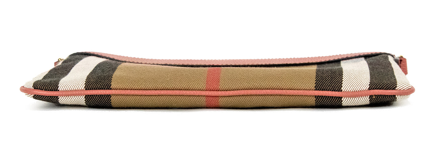 Sac bandoulière Burberry Peyton House Check Derby en cuir grainé rouge cannelle