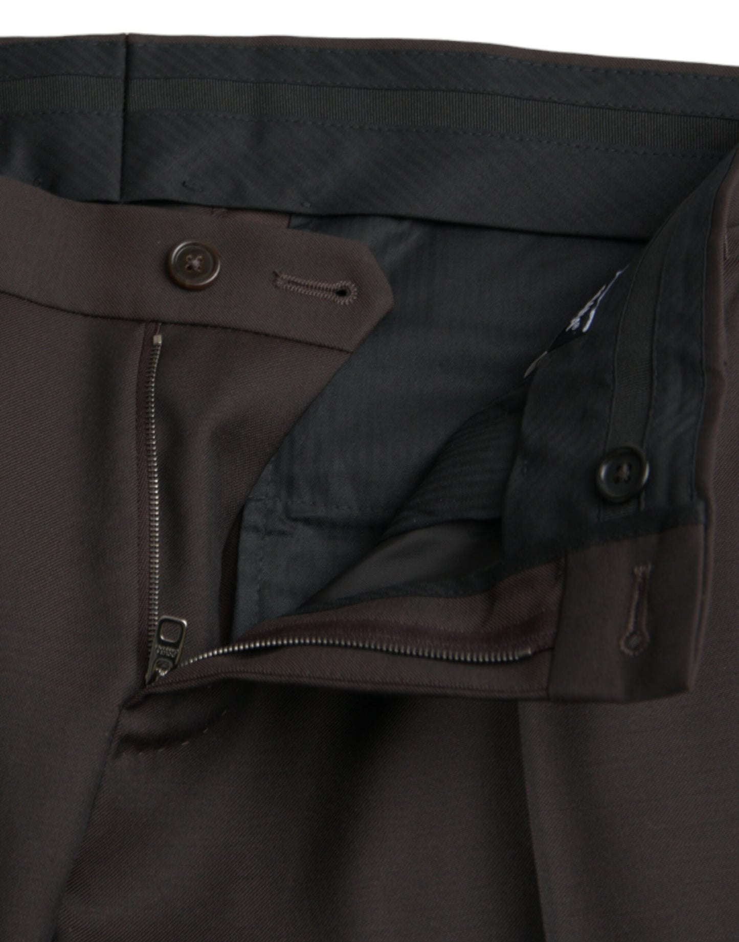 Dolce & Gabbana – Formelle Hose aus dunkelbrauner Wolle in Slim Fit