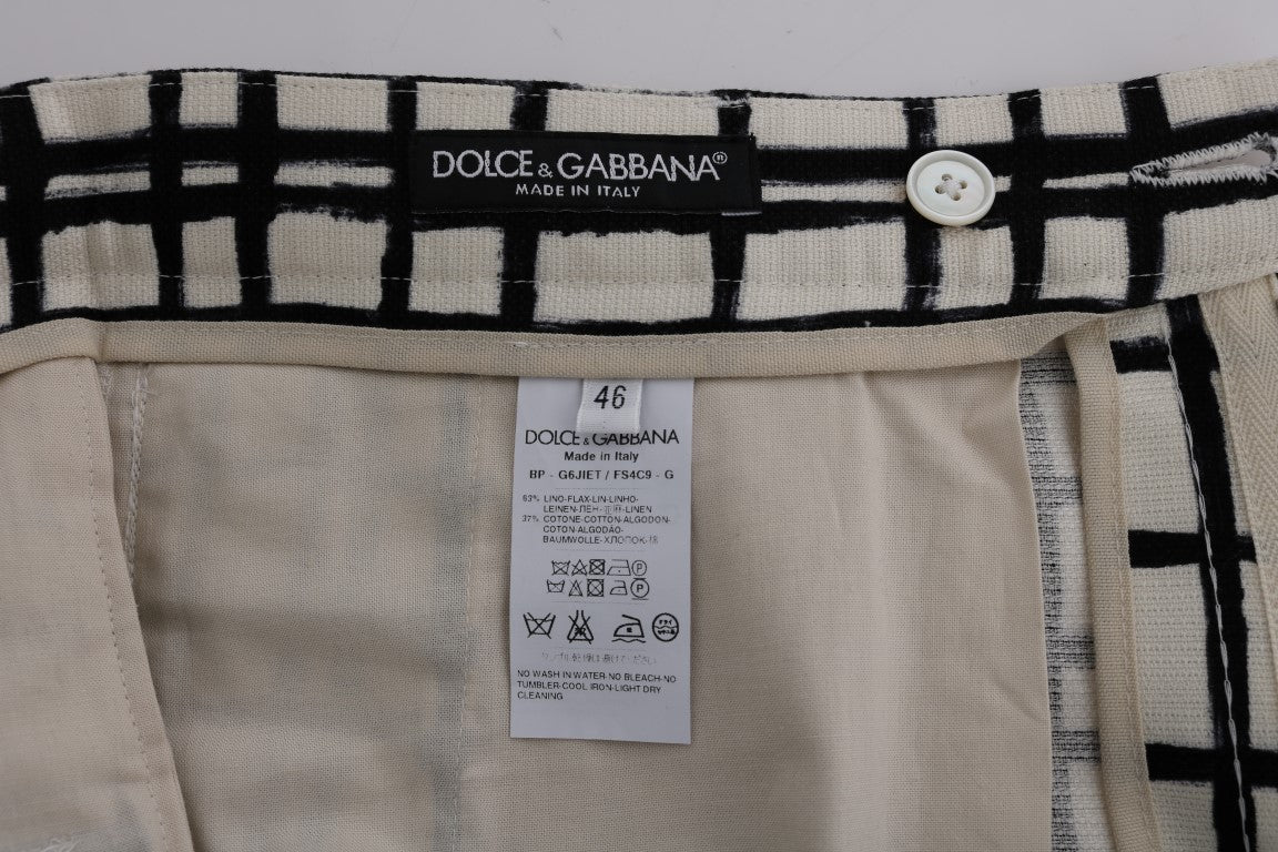 Dolce & Gabbana Elegante Gestreifte Baumwoll-Leinen-Shorts