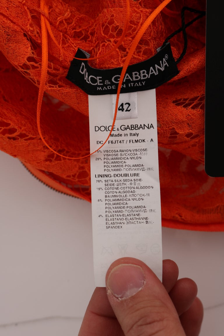 Dolce & Gabbana Elegantes Langarm-Vollkleid in Orange