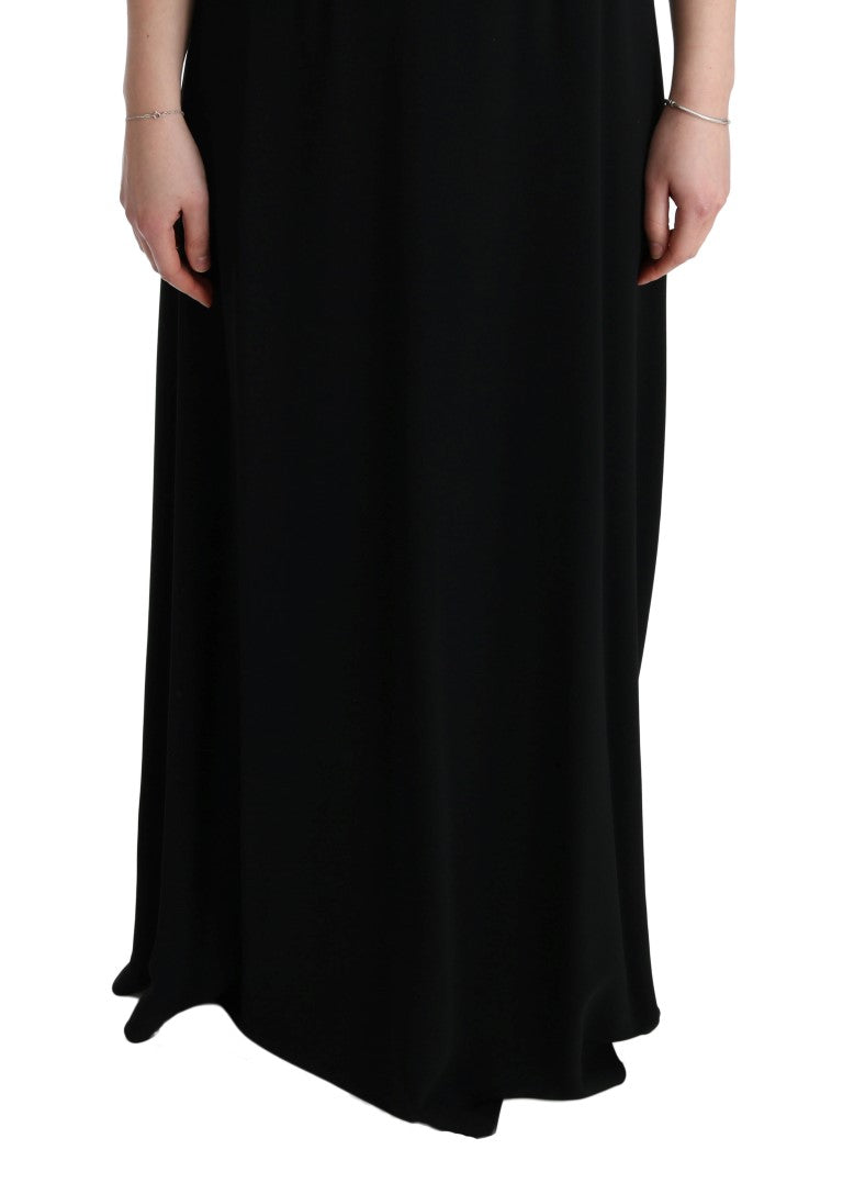 Robe longue noire stretch droite