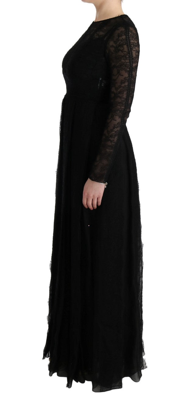 Dolce & Gabbana Elegantes Schwarzes Etuikleid mit Langen Ärmeln