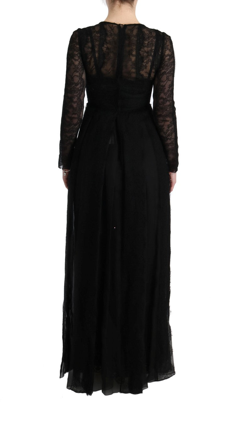 Dolce & Gabbana Elegantes Schwarzes Etuikleid mit Langen Ärmeln