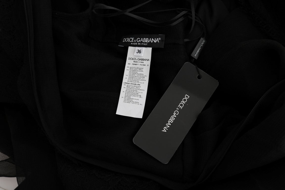 Dolce & Gabbana Elegantes Schwarzes Etuikleid mit Langen Ärmeln