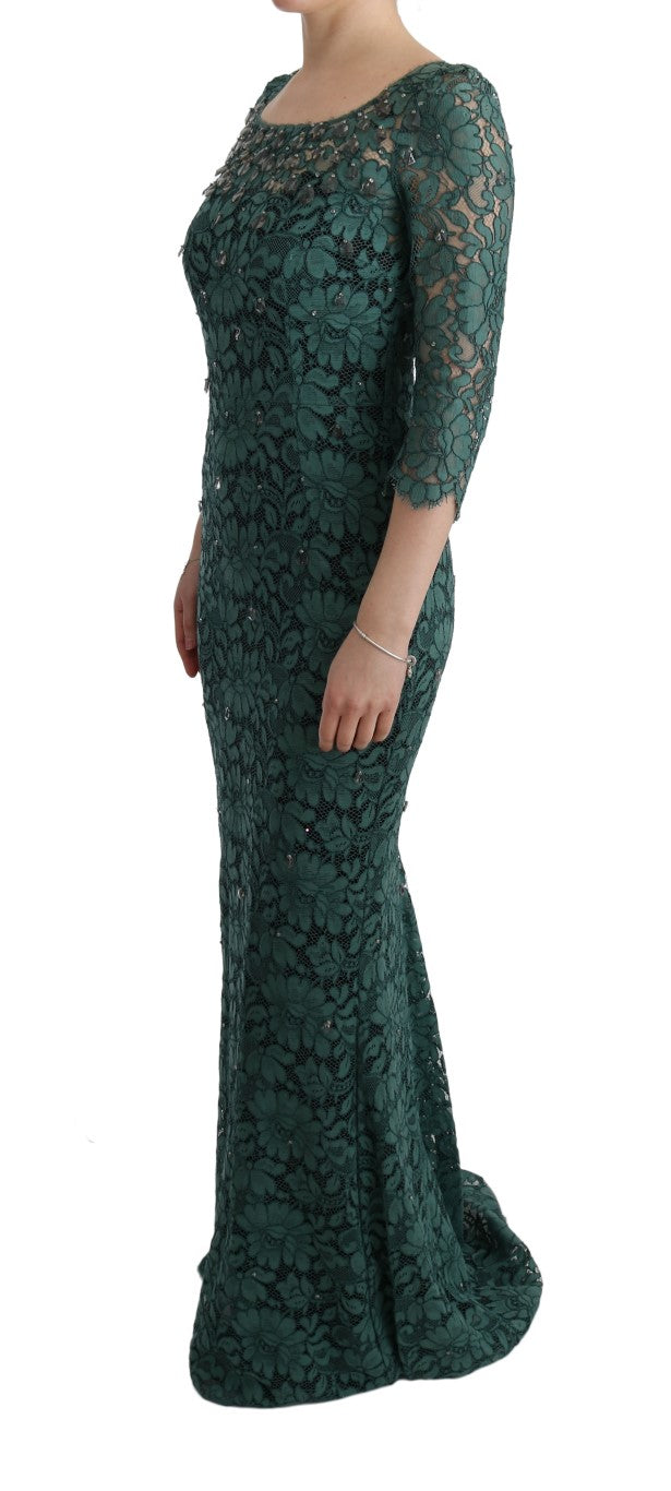 Vestido tubo Ricamo de cristal floral verde