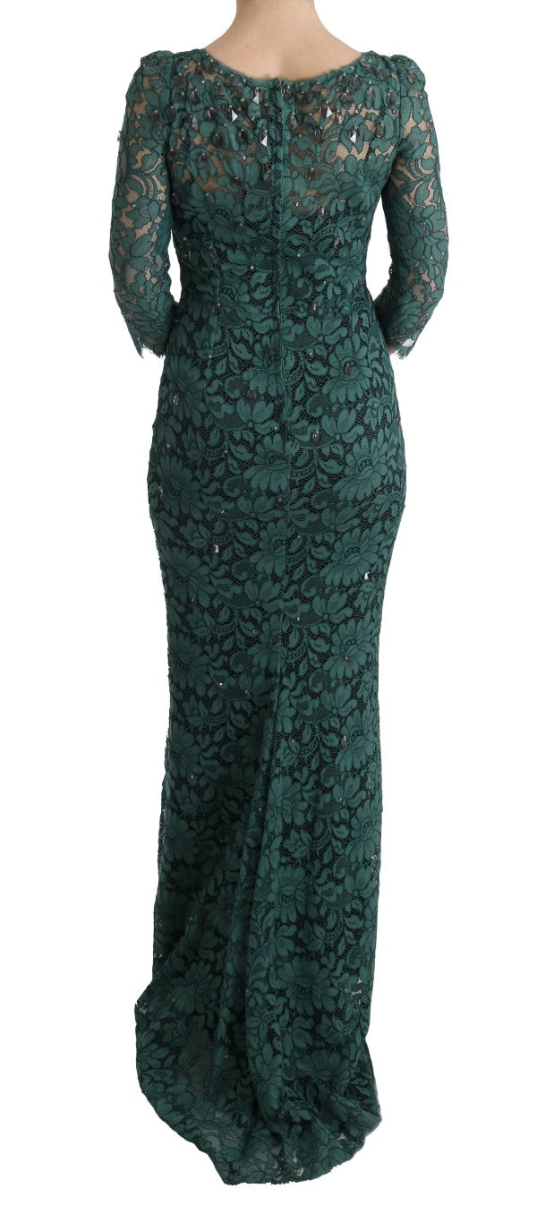 Vestido tubo Ricamo de cristal floral verde