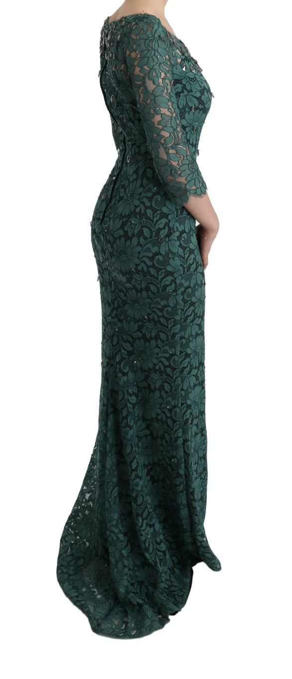 Vestido tubo Ricamo de cristal floral verde