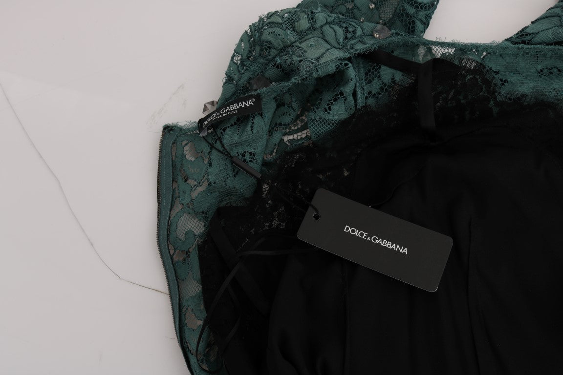 Vestido tubo Ricamo de cristal floral verde