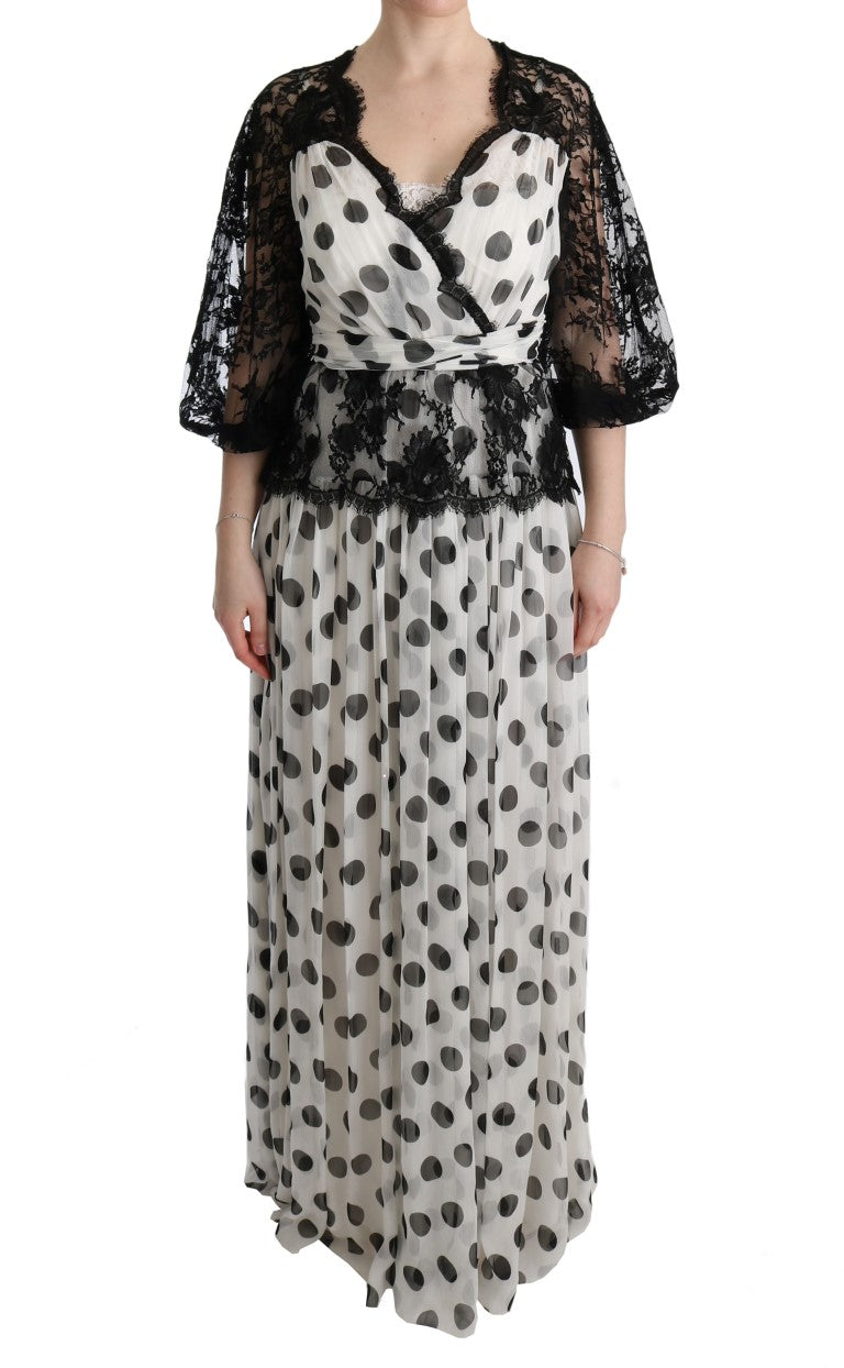 Vestido floral de lunares blanco negro