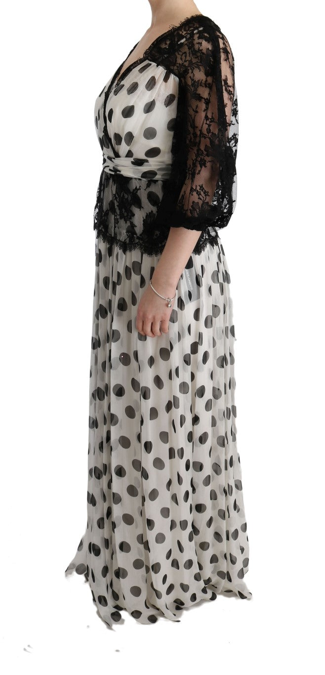 Vestido floral de lunares blanco negro