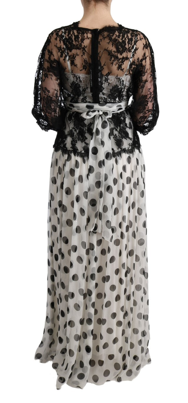 Vestido floral de lunares blanco negro