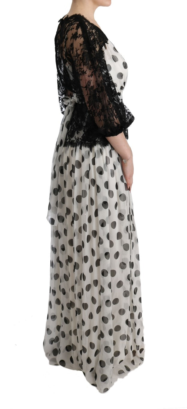 Vestido floral de lunares blanco negro