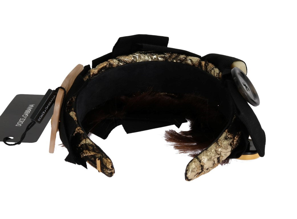 Dolce & Gabbana Kristallverzierte Goldbraune Diadem-Haarband