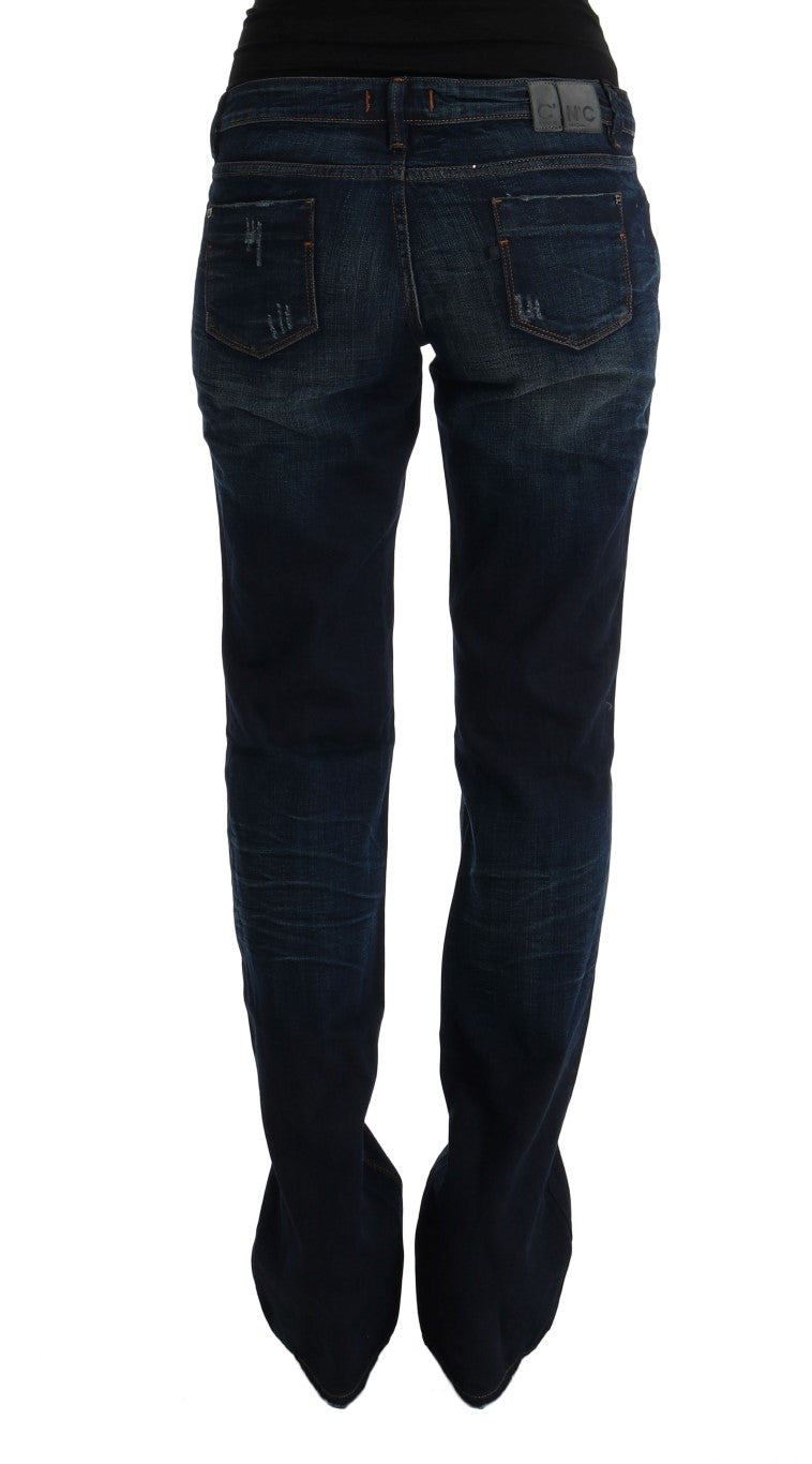Vaqueros de mezclilla de corte regular de algodón azul