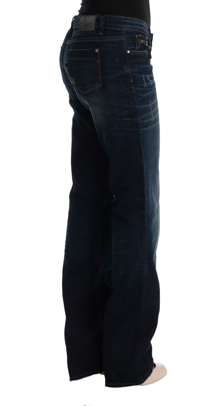 Vaqueros de mezclilla de corte regular de algodón azul