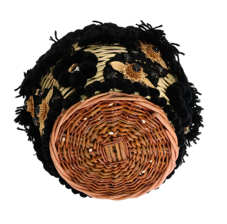 Sac seau en paille serpent beige et noir chic Dolce & Gabbana