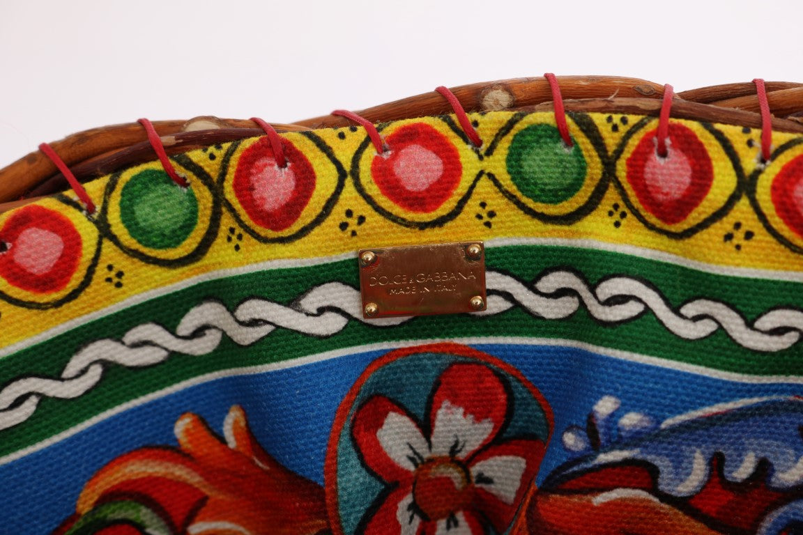 Bolso con pompones de cristal de paja AGNESE multicolor