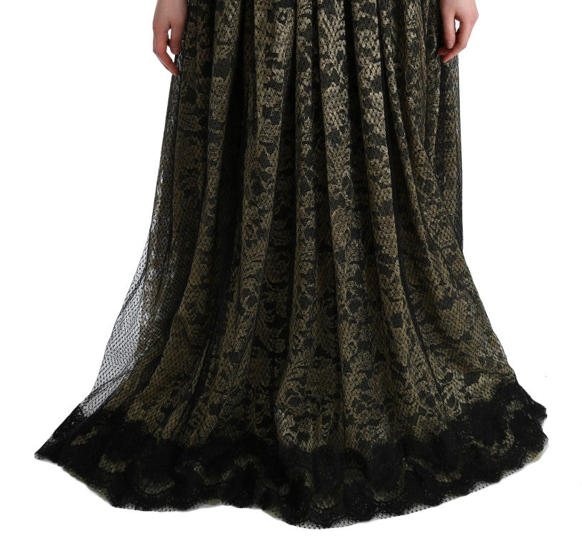 Vestido recto de encaje con cristales amarillo negro