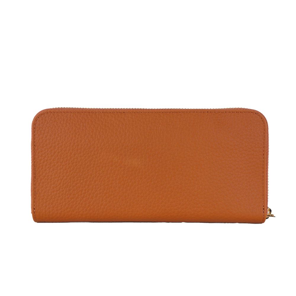 Portefeuille en cuir orange élégant Baldinini Trend avec fermeture éclair