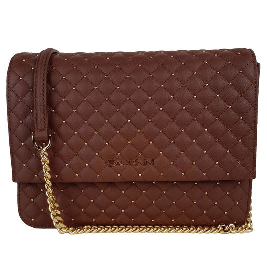 Sac à épaule en cuir de veau matelassé Baldinini Trend Chic avec clous