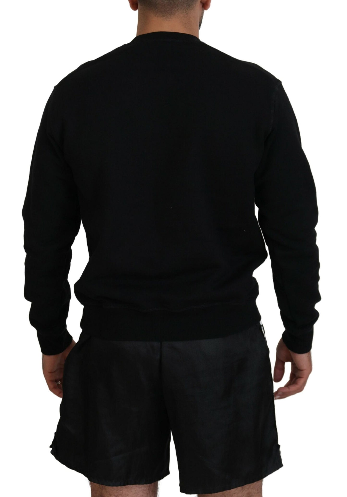Dsquared² Schwarzer Pullover mit Logo-Print für Herren mit langen Ärmeln