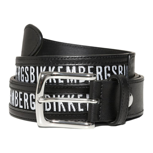 Ceinture pour homme en cuir de veau noir Bikkembergs