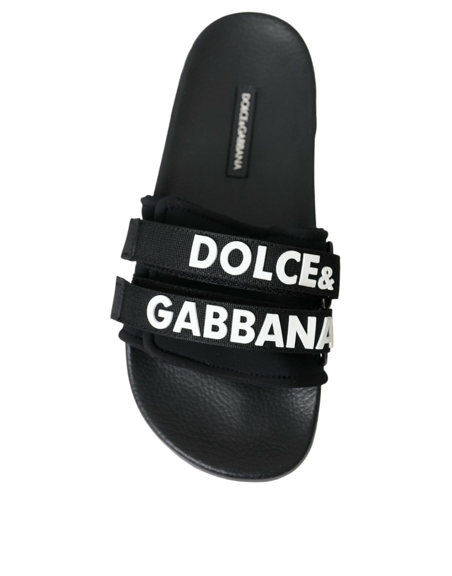 Dolce & Gabbana Schwarze Neopren-Slides Flats Strandschuhe