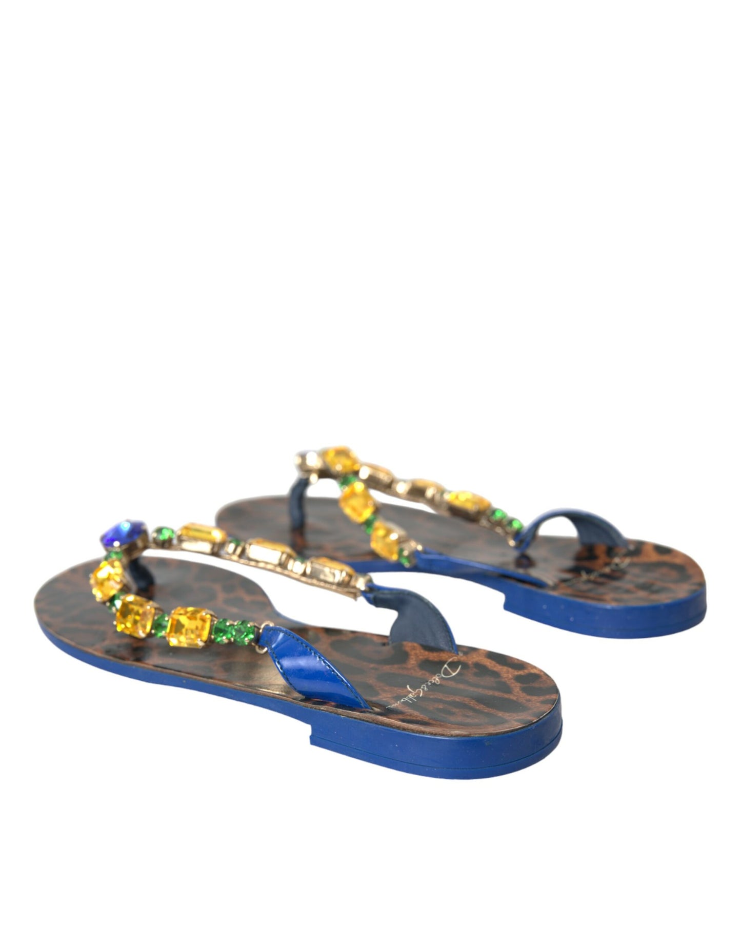 Dolce & Gabbana – Strandschuhe aus Kalbsleder mit Kristallen in Blau