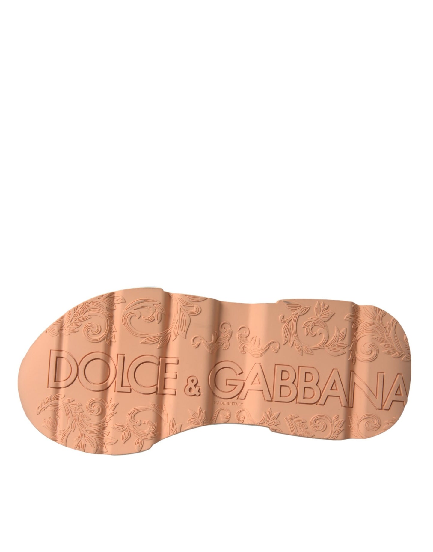 Dolce & Gabbana – Daymaster – Sneaker aus pfirsichfarbenem Leder in Weiß