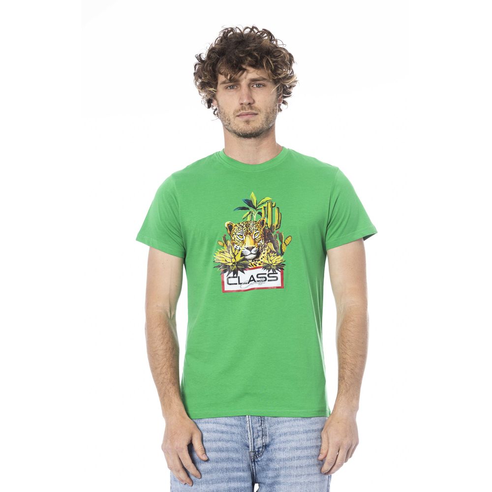 Cavalli Class Grünes Baumwoll-T-Shirt für Herren
