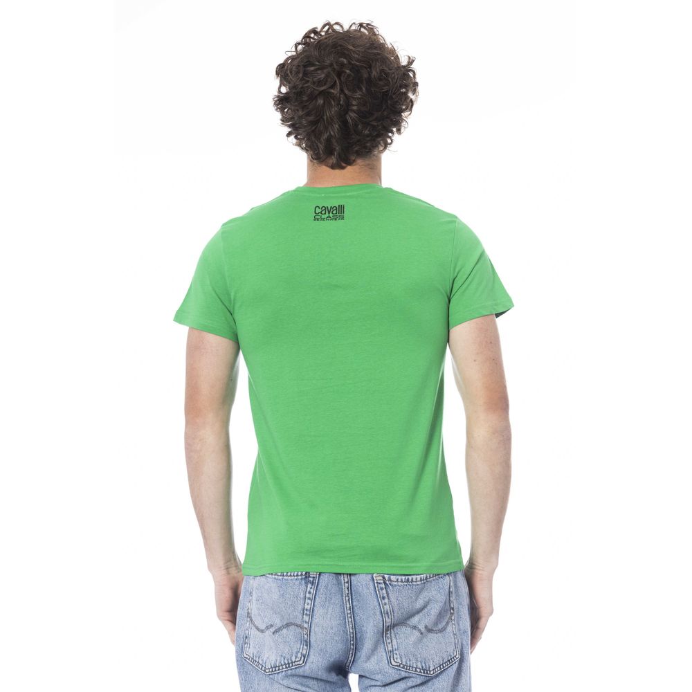 Cavalli Class Grünes Baumwoll-T-Shirt für Herren