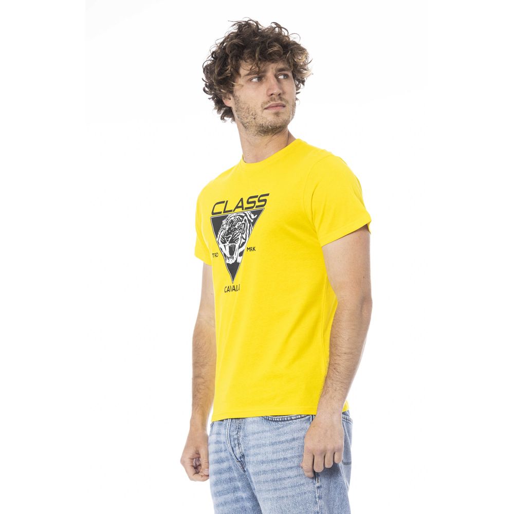 Cavalli Class Gelbes Baumwoll-T-Shirt für Herren