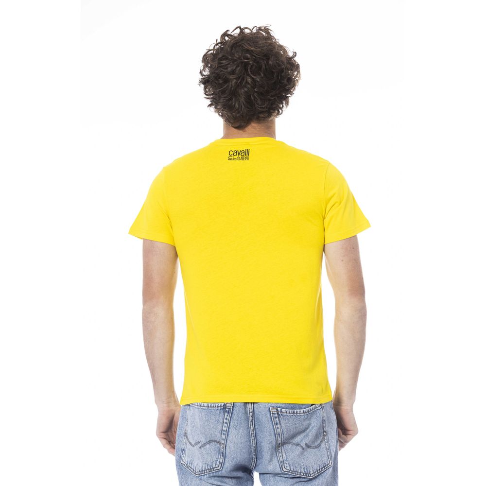 Cavalli Class Gelbes Baumwoll-T-Shirt für Herren