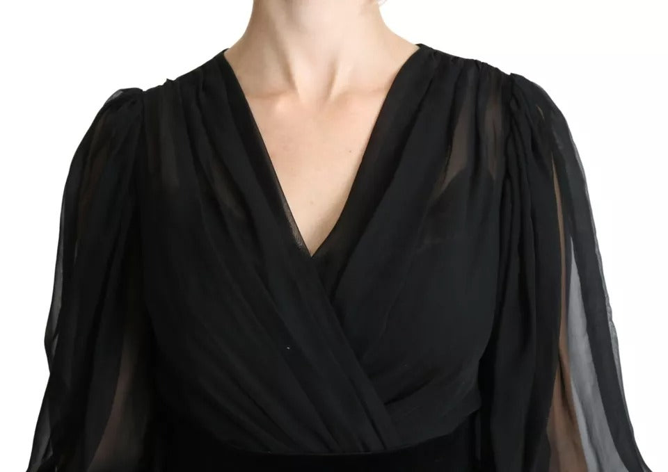Dolce & Gabbana – Schwarzes, plissiertes Minikleid aus Seidenmischung
