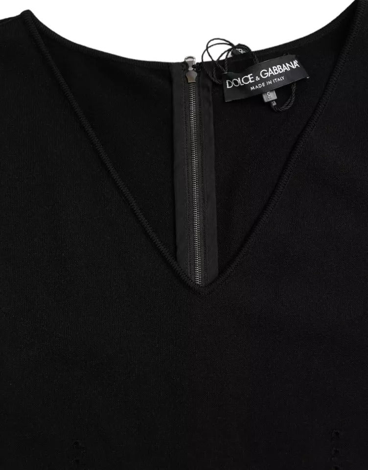 Dolce & Gabbana – Schwarzes, ärmelloses, figurbetontes Midikleid aus Viskose