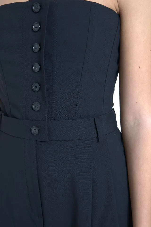 Dolce & Gabbana – Trägerloses Jumpsuit-Kleid aus schwarzer Wollstretch