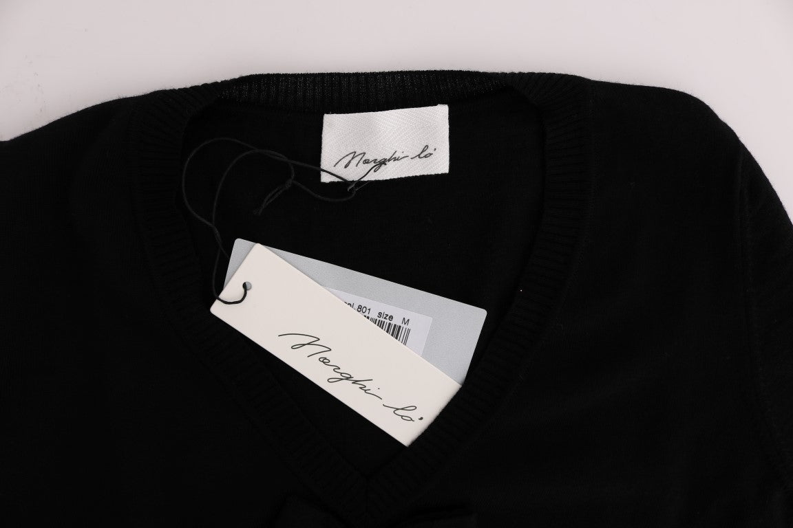 Vestido recto de manga larga de lana negro