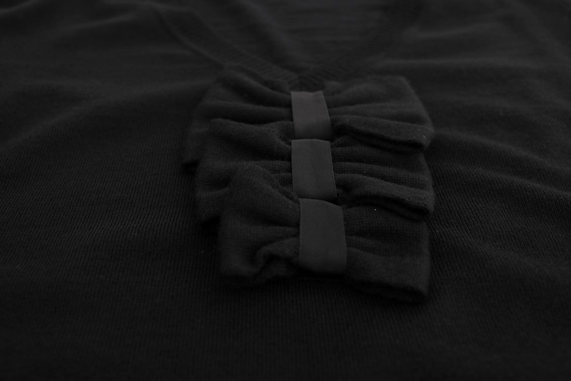 Vestido recto de manga larga de lana negro