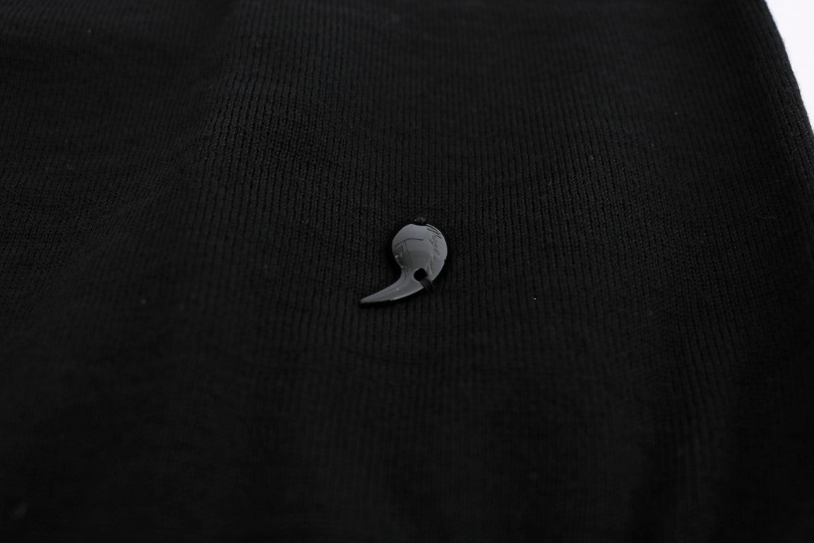 Vestido recto de manga larga de lana negro