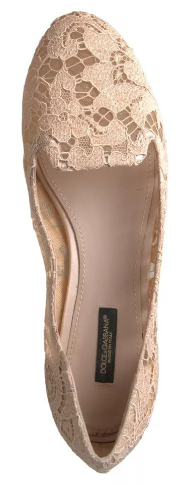 Dolce & Gabbana – Loafer mit Blumenspitze in Beige