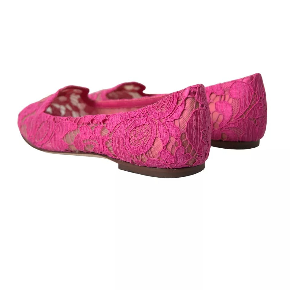 Dolce & Gabbana – Taormina – Flache Slipper aus Spitze, Rosa