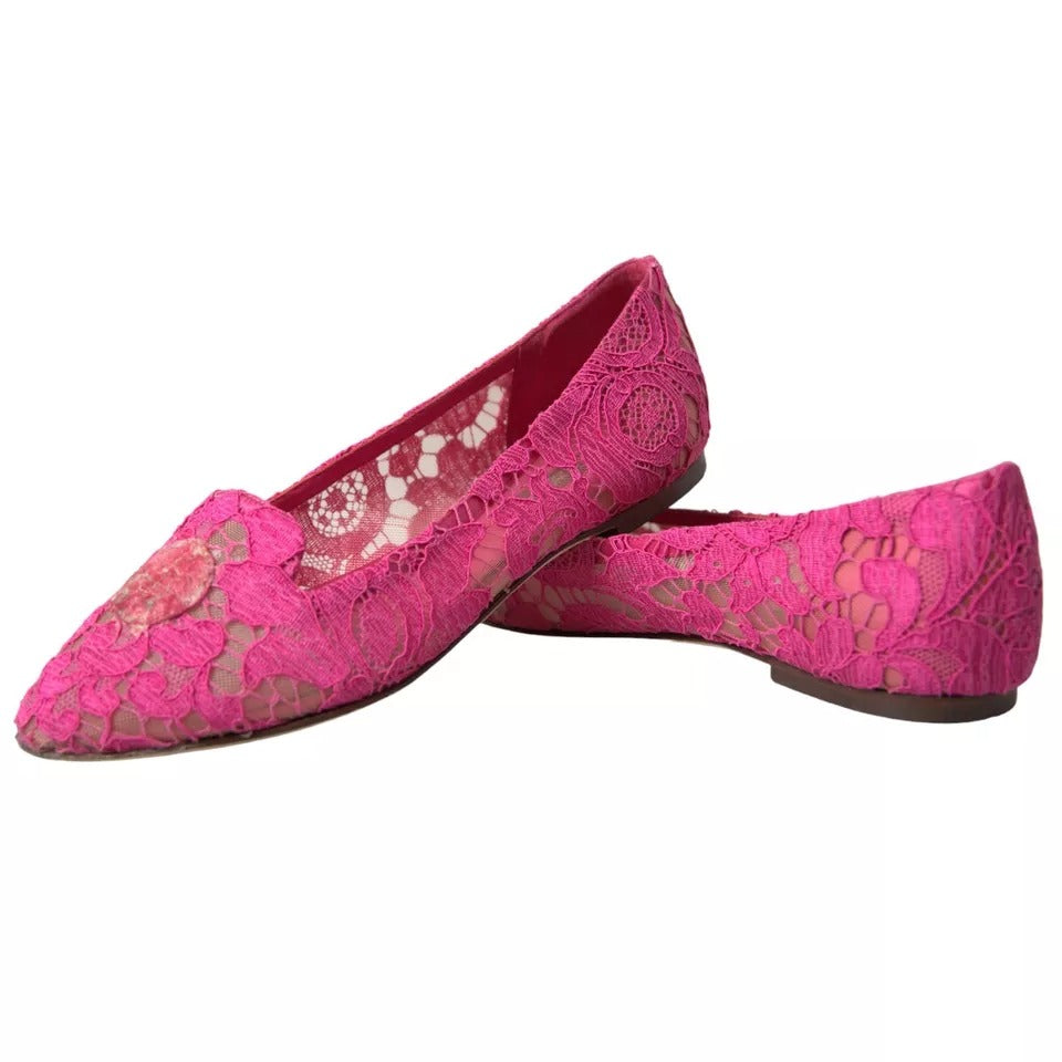 Dolce & Gabbana – Taormina – Flache Slipper aus Spitze, Rosa