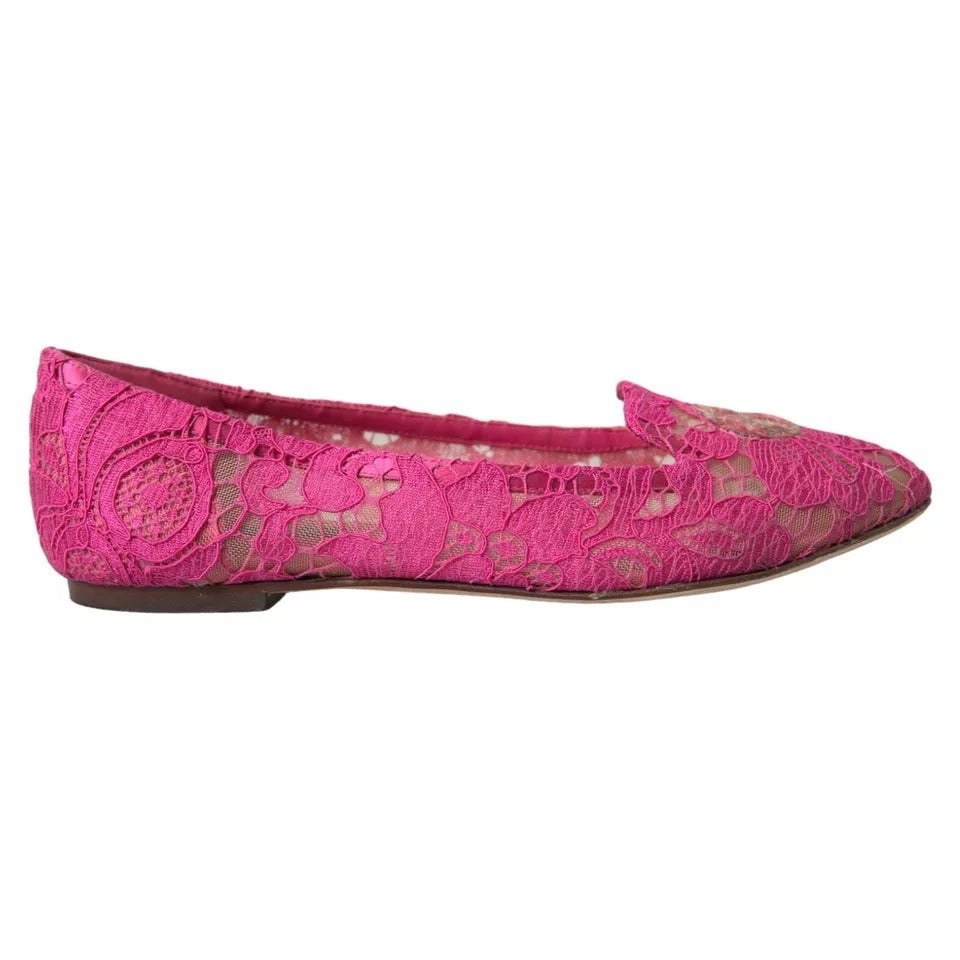 Dolce & Gabbana – Taormina – Flache Slipper aus Spitze, Rosa