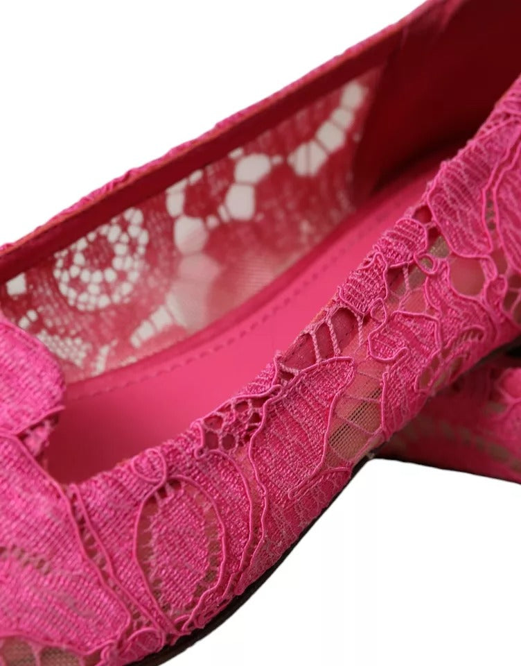 Dolce & Gabbana – Taormina – Flache Slipper aus Spitze, Rosa