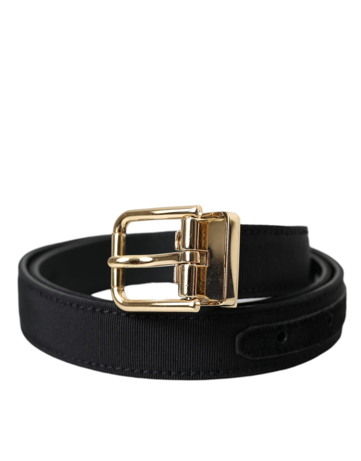 Dolce & Gabbana Gürtel aus schwarzem Ripsband mit goldener Metallschnalle Herren