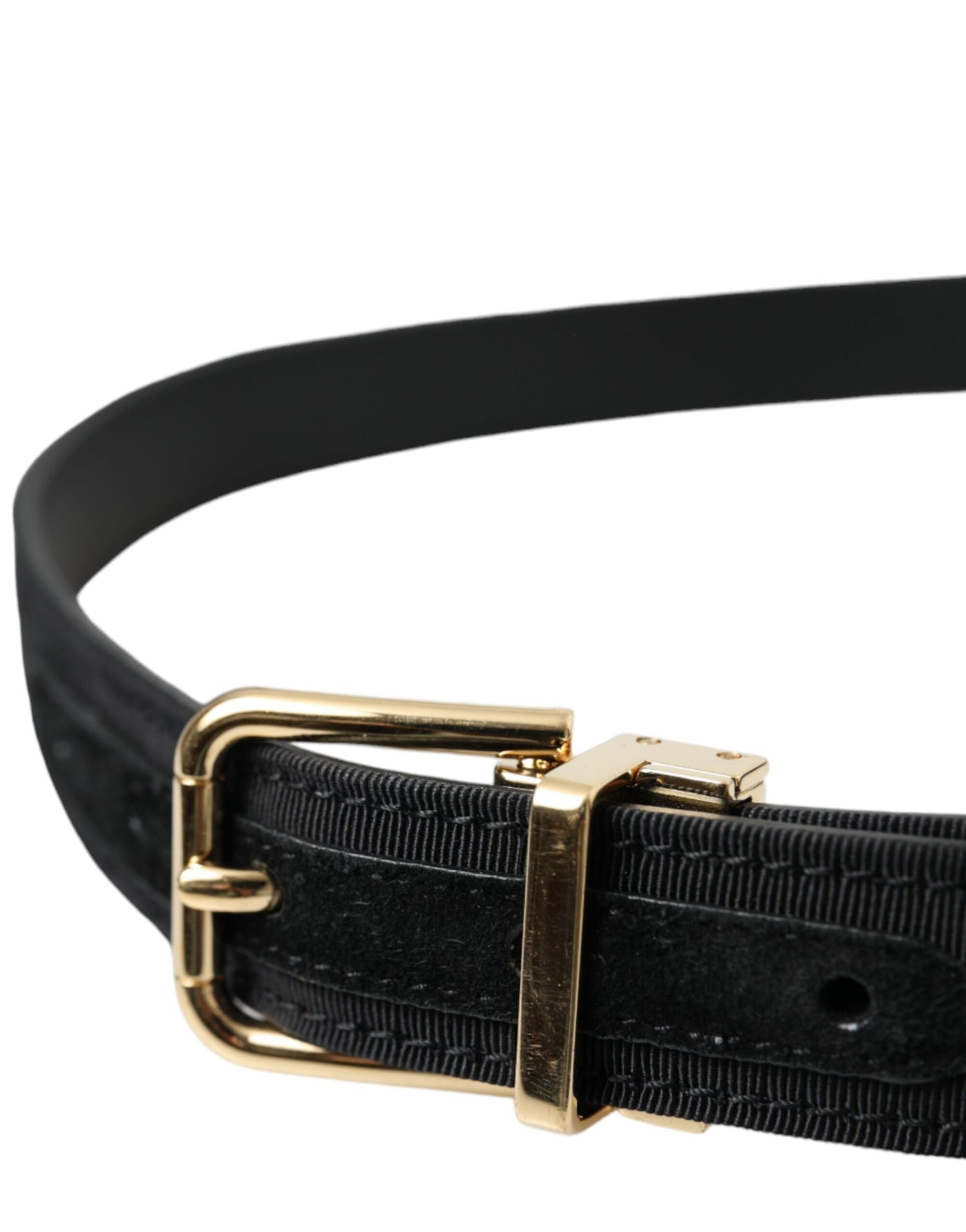 Dolce & Gabbana Gürtel aus schwarzem Ripsband mit goldener Metallschnalle Herren