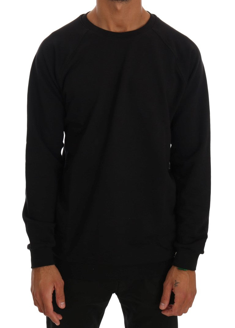 Jersey de algodón con cuello redondo negro